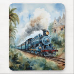 Scenic Landscape a Victorian Train マウスパッド<br><div class="desc">A lovely mountain landscape with a Victorian train and a castle in background</div>