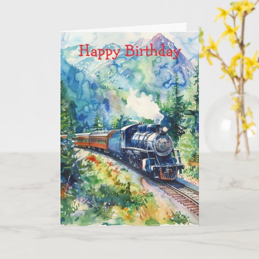 Scenic Landscape with Train カード (黄色い花)