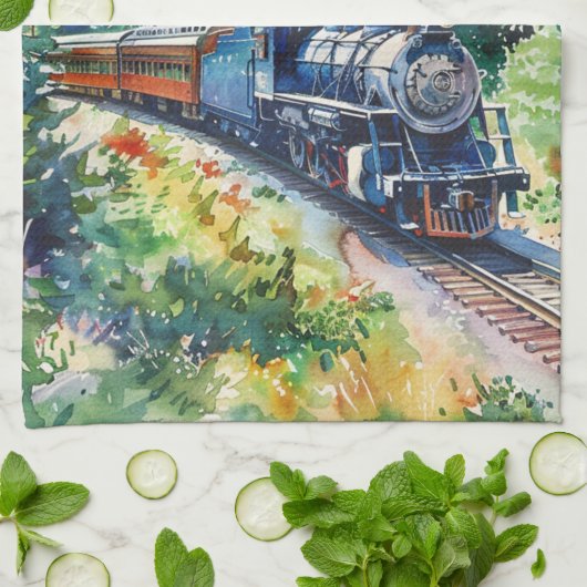 Scenic Landscape with Train キッチンタオル (折り畳み)