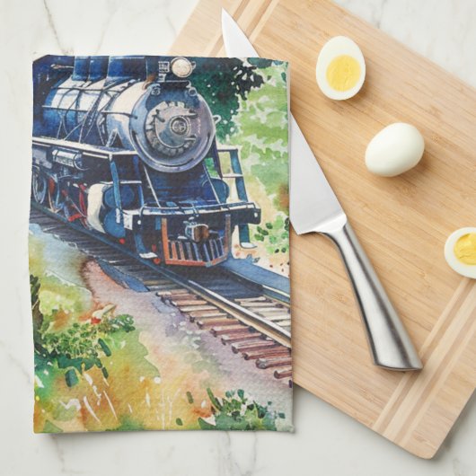 Scenic Landscape with Train キッチンタオル (四つ折り)