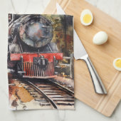 Scenic Landscape with Train キッチンタオル (四つ折り)