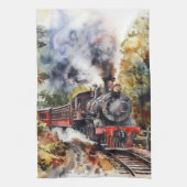 Scenic Landscape with Train キッチンタオル (縦)