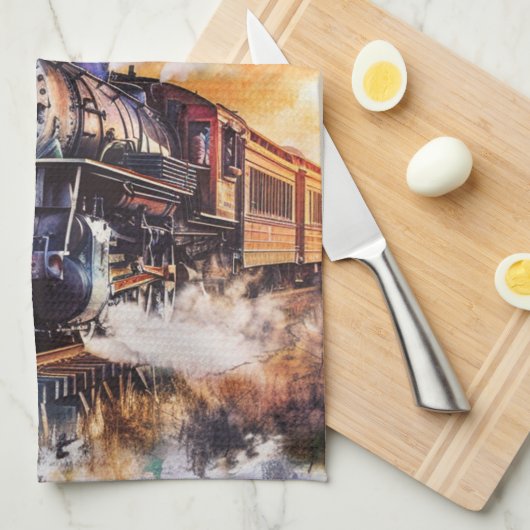 Scenic Landscape with Train キッチンタオル (四つ折り)