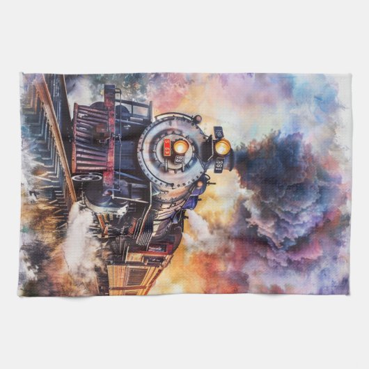 Scenic Landscape with Train キッチンタオル (横)