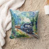 Scenic Landscape with Train クッション (ブランケット)