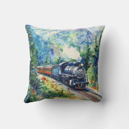 Scenic Landscape with Train クッション (裏面)