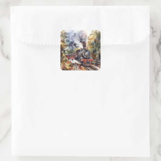 Scenic Landscape with Train スクエアシール (バッグ)