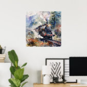 Scenic Landscape with Train ポスター (ホームオフィス)