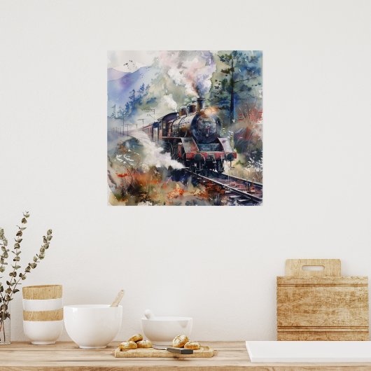 Scenic Landscape with Train ポスター (キッチン)