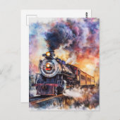 Scenic Landscape with Train ポストカード (正面/裏面)