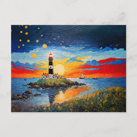 Scenic Lighthouse by the Stormy Sea シーズンポストカード (正面)