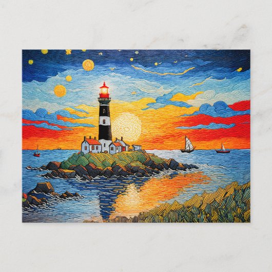 Scenic Lighthouse by the Stormy Sea シーズンポストカード (正面)