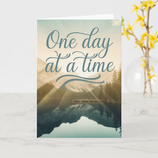 Scenic Mountain Lake "One Day at a Time" card カード (黄色い花)
