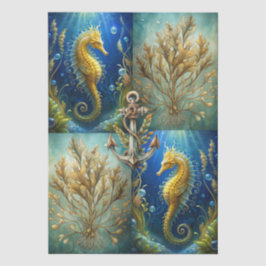 Scenic Ocean Seaweed, Seahorses & Anchor Decoupage 薄葉紙