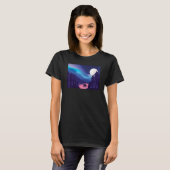 Scenic Polar Bear Silhouette With Moon and Aurora  Tシャツ (正面フル)