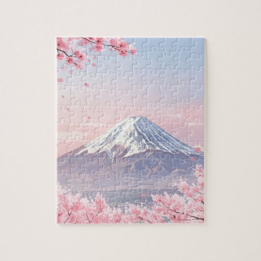 Scenic Puzzle of Mount Fuji and Cherry Blossoms ジグソーパズル (縦)