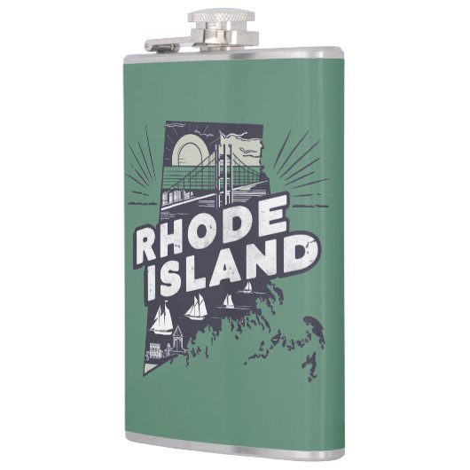 Scenic Rhode Island Retro Silhouette  フラスク (左)