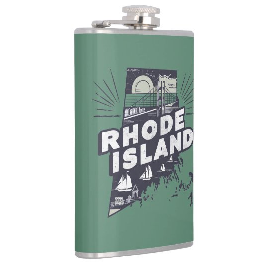 Scenic Rhode Island Retro Silhouette  フラスク (右)