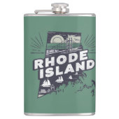 Scenic Rhode Island Retro Silhouette  フラスク (正面)