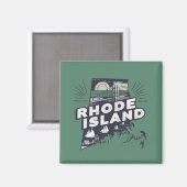 Scenic Rhode Island Retro Silhouette  マグネット (正面/裏面)