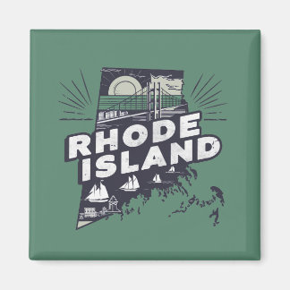 Scenic Rhode Island Retro Silhouette  マグネット