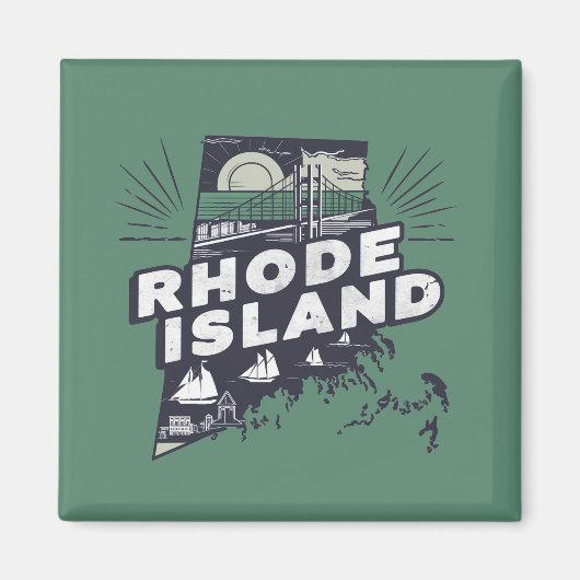 Scenic Rhode Island Retro Silhouette  マグネット (正面)