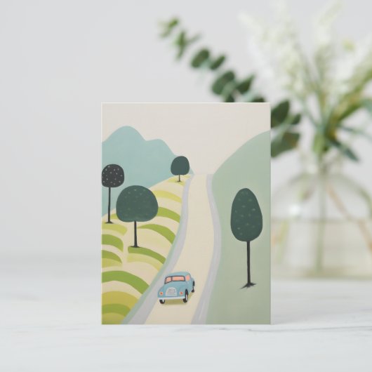 Scenic Road Trip Illustration ポストカード (スタンド正面)