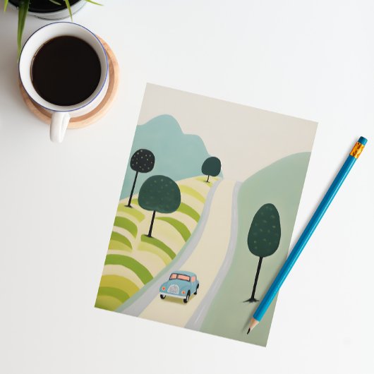 Scenic Road Trip Illustration ポストカード