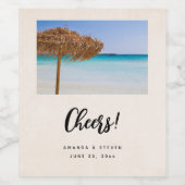 Scenic Tropical Beach Wedding Cheers ワインラベル (シングルラベル)