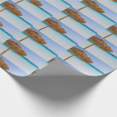Scenic Tropical Beach with Straw Umbrella Pattern ラッピングペーパー (角)