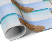 Scenic Tropical Beach with Straw Umbrella Pattern ラッピングペーパー (ロールコーナー)