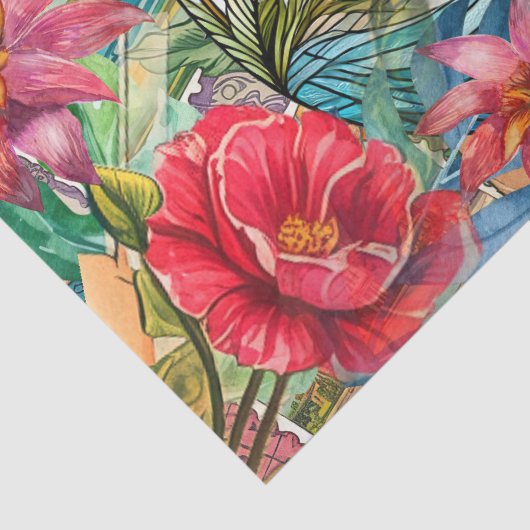 Scenic Tropical Stained Glass Flamingo Decoupage 薄葉紙 (詳細)