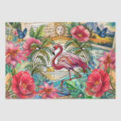 Scenic Tropical Stained Glass Flamingo Decoupage 薄葉紙 (正面)