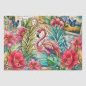 Scenic Tropical Stained Glass Flamingo Decoupage 薄葉紙 (正面)