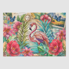 Scenic Tropical Stained Glass Flamingo Decoupage 薄葉紙