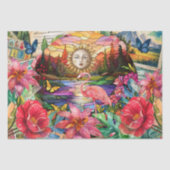 Scenic Tropical Stained Glass Flamingo Decoupage 薄葉紙 (正面)