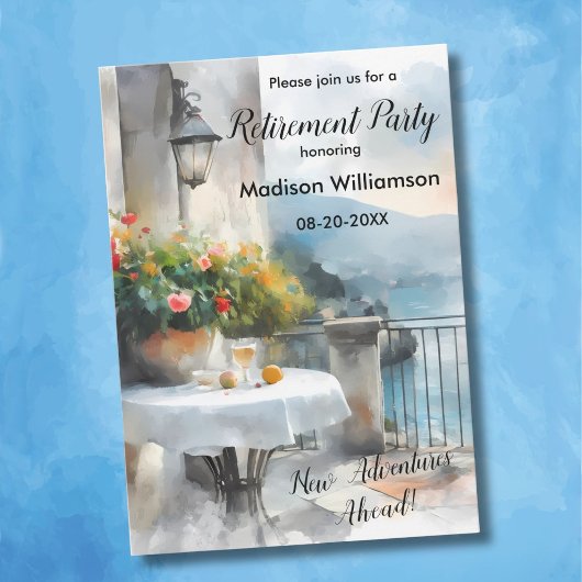 Scenic Watercolor Travel Theme Retirement Party   招待状