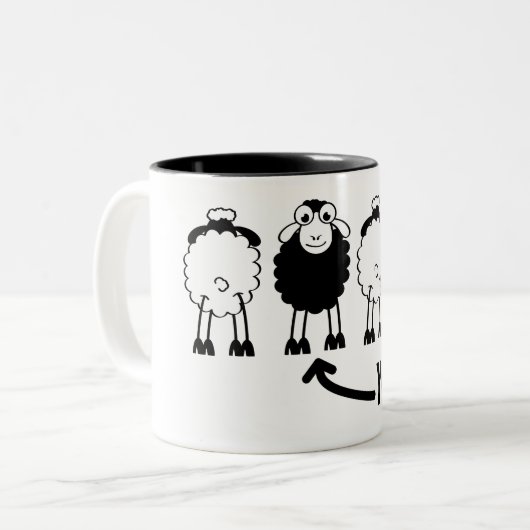 Schaap, witte of zwarte schapen van de familie ツートーンマグカップ (正面左)