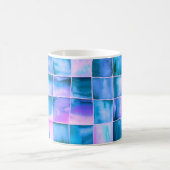 Schachbrettmuster Aquarell  コーヒーマグカップ (中央)