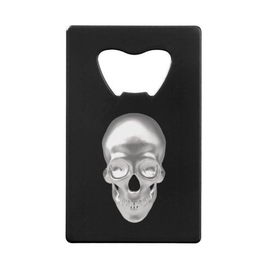 Schädel silber, 3D -  クレジットカード栓抜き (正面)