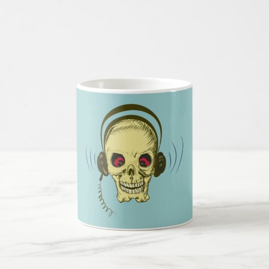 Schädel Totenkopf Kopfhörer skull earphones コーヒーマグカップ (中央)