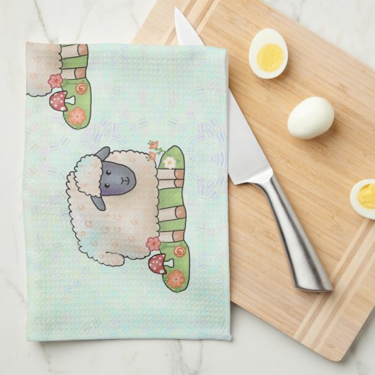 Schaf auf der Weide キッチンタオル (四つ折り)