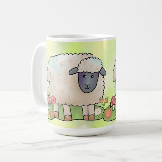 Schaf auf der Weide コーヒーマグカップ (正面左)