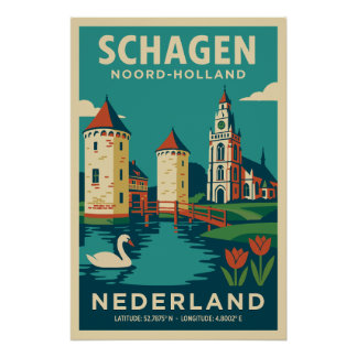 Schagen, Noord-Holland Niederlande Reiseplakat ポスター