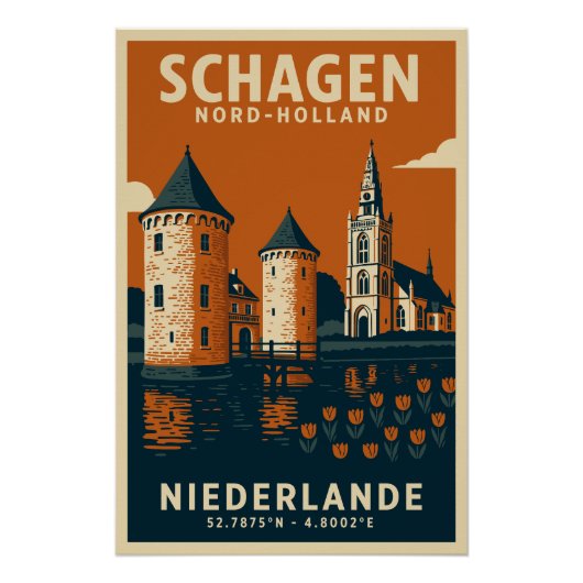 Schagen Nord Holland Niederlande Reiseplakat ポスター (正面)
