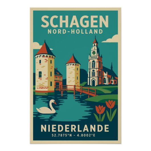 Schagen, Nord-Holland Niederlande Reiseplakat ポスター (正面)