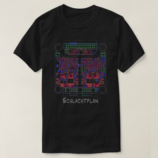 Schaltplan "Schlachtplan" Elektronik PCB Platine Tシャツ (デザイン正面)