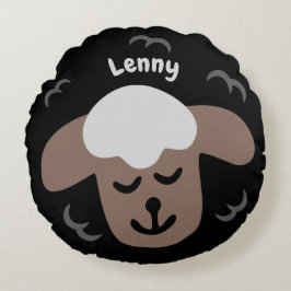 Scharzes Schaf - personalisierbares Kinderkissen ラウンドクッション