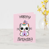 Schattige kat cadeau verjaardags カード (黄色い花)