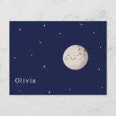 Schattige Maan en Sterren Nacht Baby Geboorte ポストカード (正面)